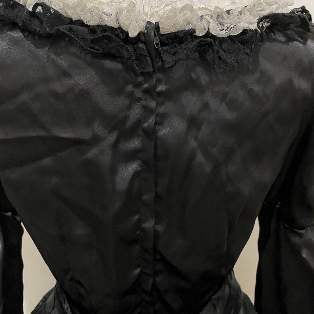 Black White Gothic Lolita Kawaii Cute Dress Otaku Anime Costume With ...