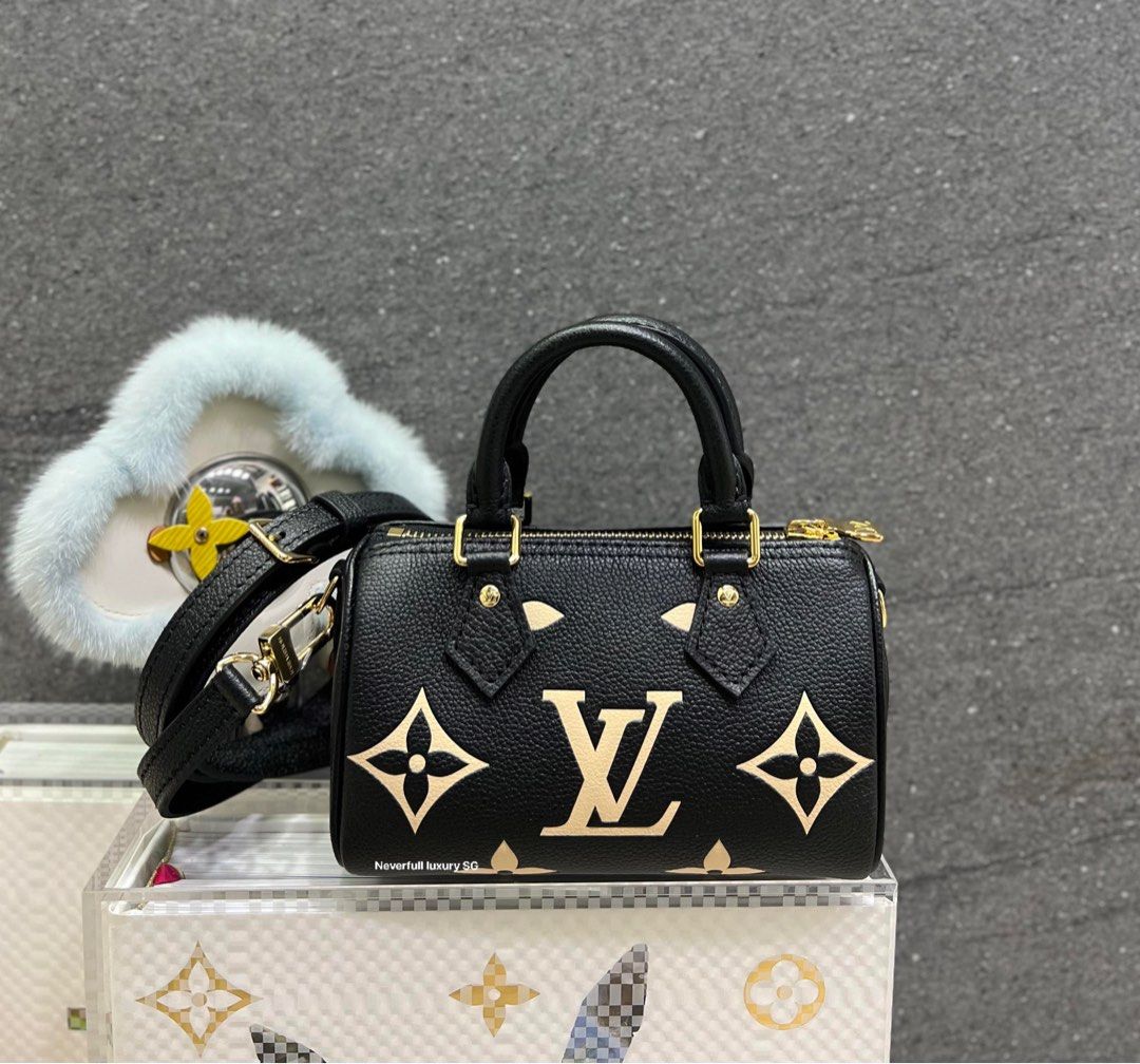 Lv Nano Speedy Black Monogram, Luxury, Bags & Wallets on Carousell