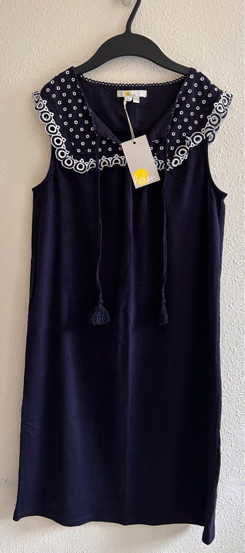 sachin and babi light blue dress Women's Boden Emilia Embroidered Dress Blue Flowing Sleeves Sz 4R