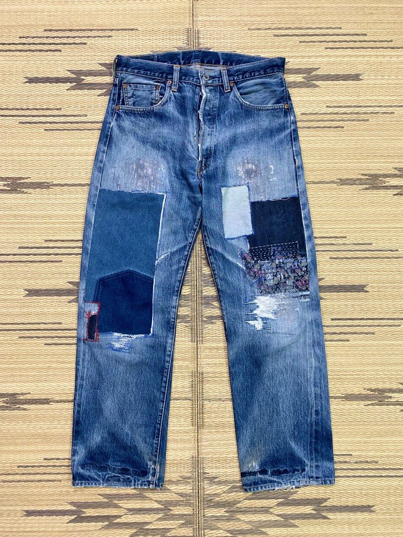 Boro Damged Levi's BigE 501xx Stamp 555USA, 男裝, 褲＆半截裙