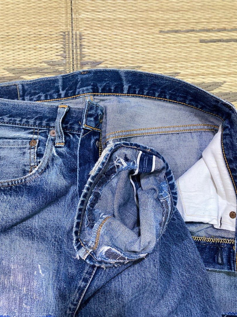 Boro Damged Levi's BigE 501xx Stamp 555USA, 男裝, 褲＆半截裙