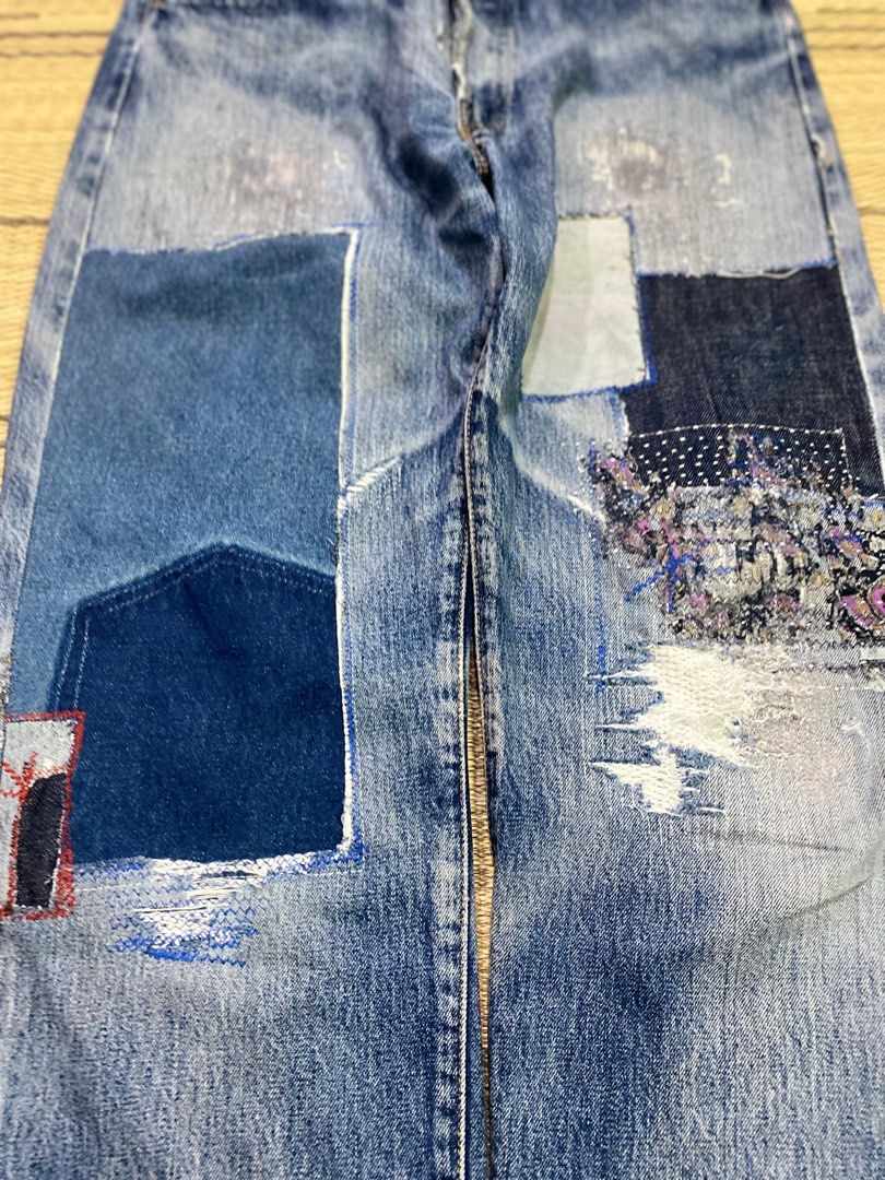 Boro Damged Levi's BigE 501xx Stamp 555USA, 男裝, 褲＆半截裙