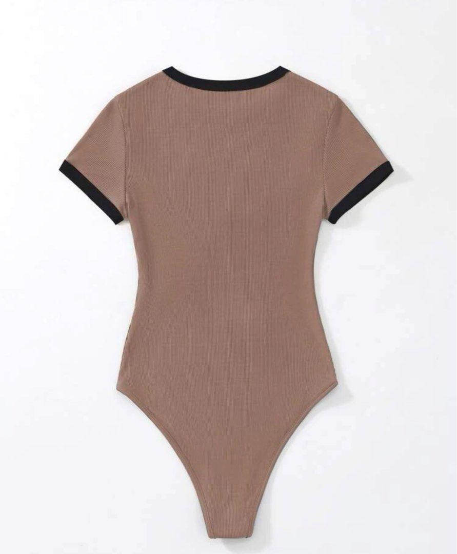Brown Slogan (Nevermind) Contrast Bodysuit, Women's Fashion, Tops, Other  Tops on Carousell