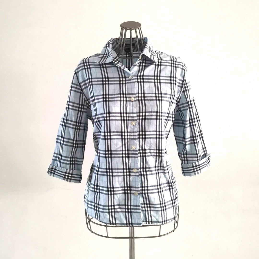 Burberry button deals up shirt womens
