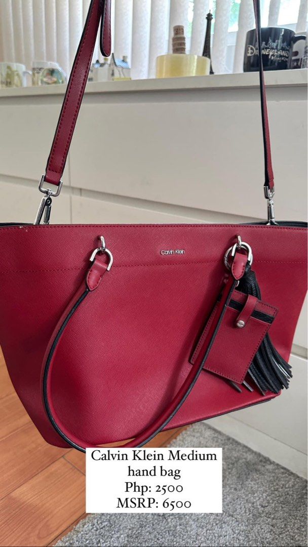 Calvin klein susan saffiano cheap leather tote