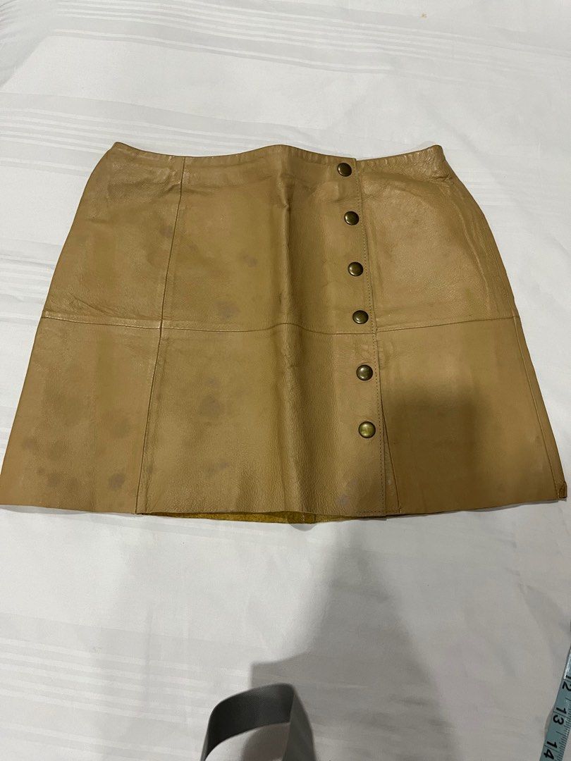 Leather Mini Skirt in Camel