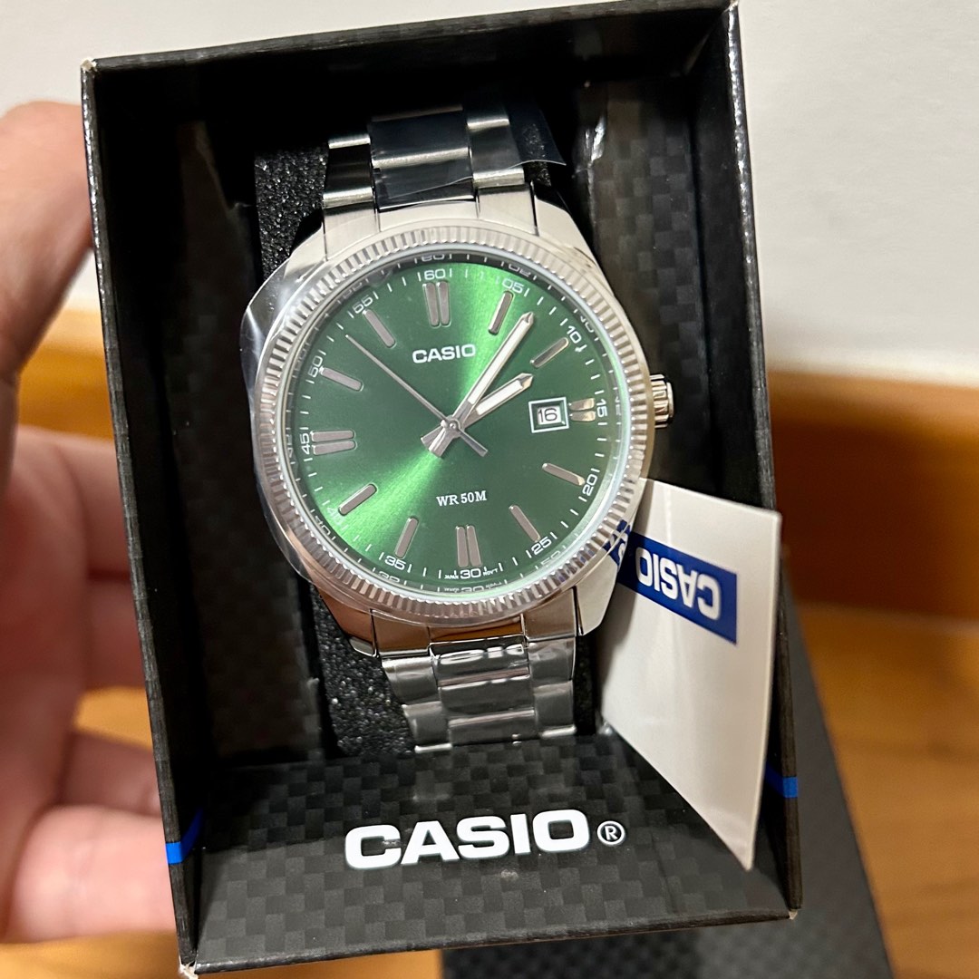 Casio green dial watch discount