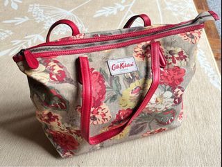 Cath Kidston Red Leather Trim Autumn Bloom Small Zipped Tote Bag - RRP £60