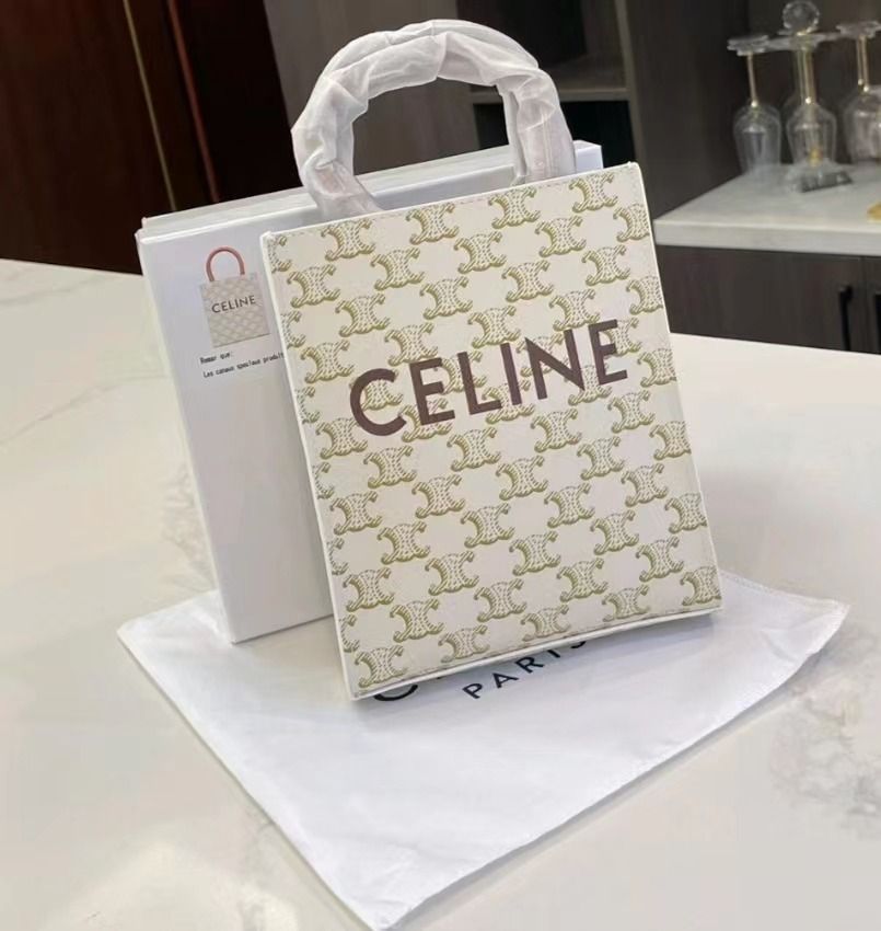 Celine White Mini Vertical Cabas Tote