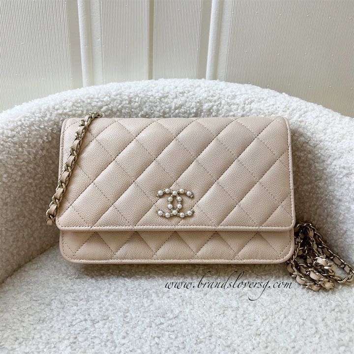 NEW* Chanel 21S Classic Pearl Light Pink Small Wallet On Chain