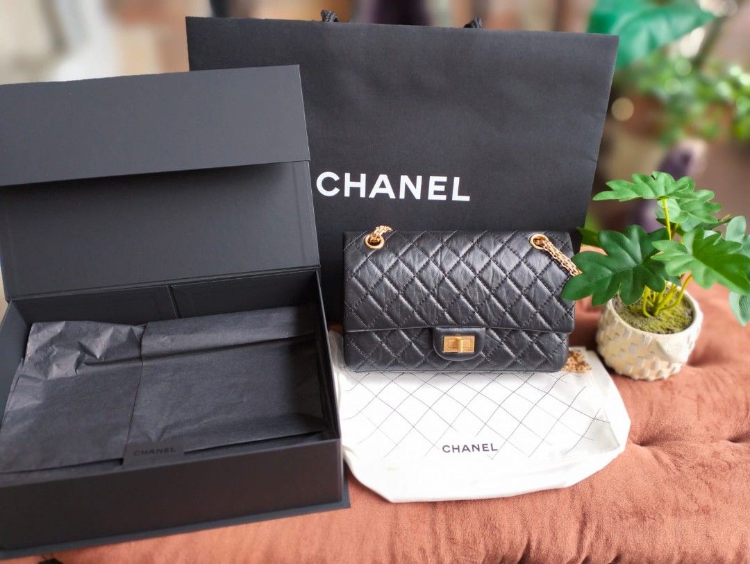 Chanel 2.55 Bag-Aged Calfskin & Gold-Tone Metal-Black, Luxury, Bags &  Wallets on Carousell
