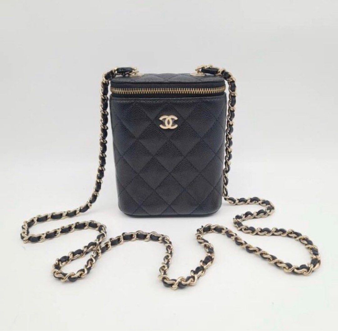Chanel black vertical mini vanity bag, Luxury, Bags & Wallets on Carousell