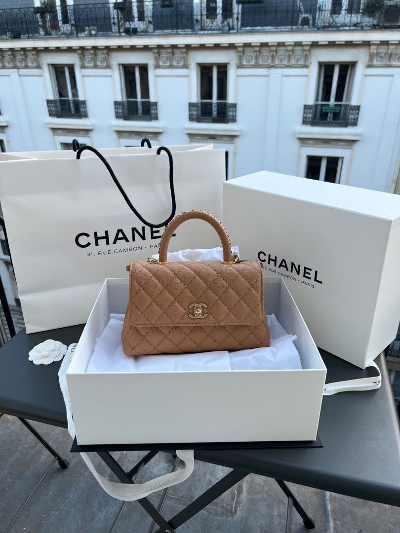 Chanel coco top handle beige online