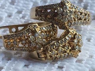 Creolla 14K Gold Diamond Ring & Earrings