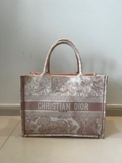 Medium Dior Book Tote Bag In Peony Pink de Jouy Embroidery - Praise To  Heaven