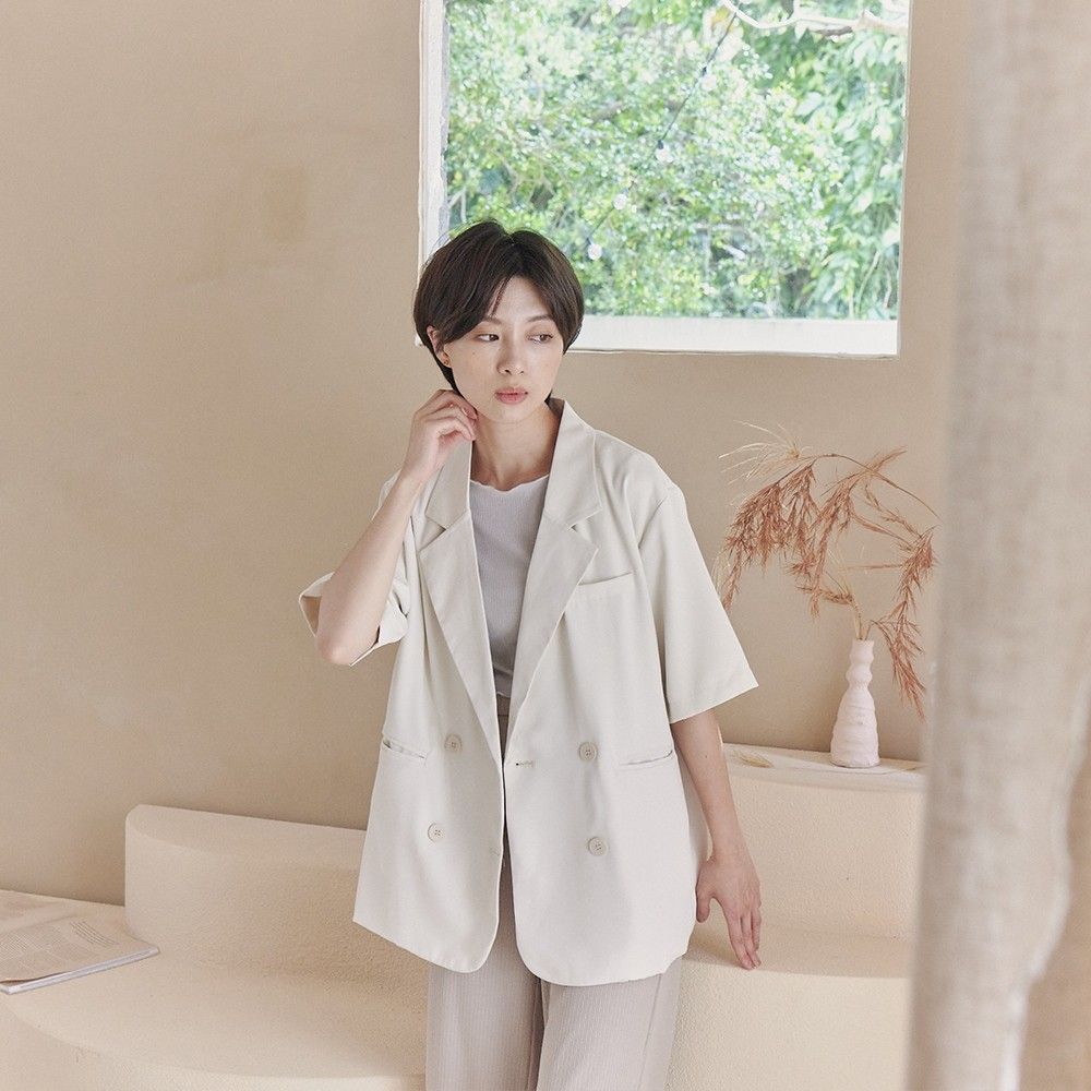 Cream short blazer clearance