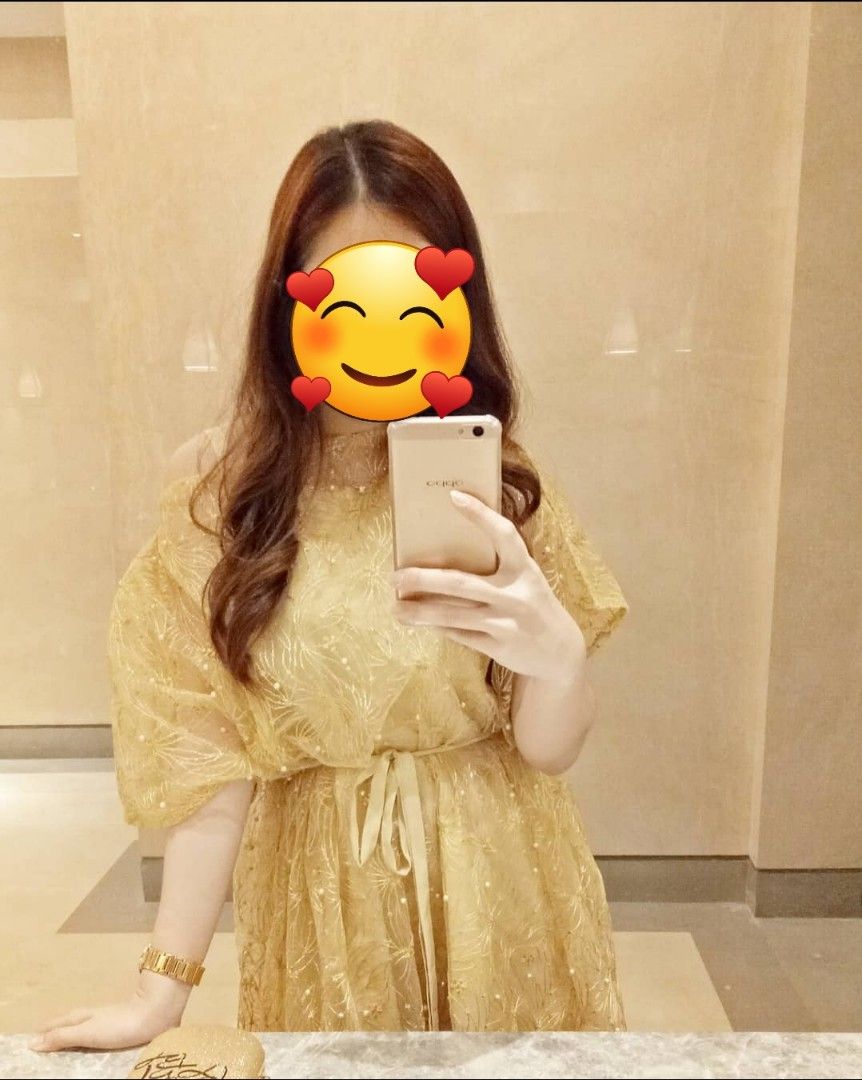 Dress pesta gold sack dress party dress Fesyen Wanita Muslim