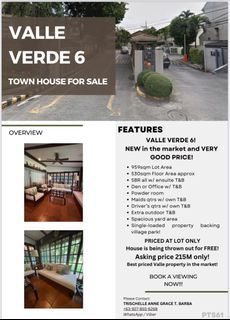 FIRE SALE!!! Valle Verde 6 House and Lot - near Capitol Commons