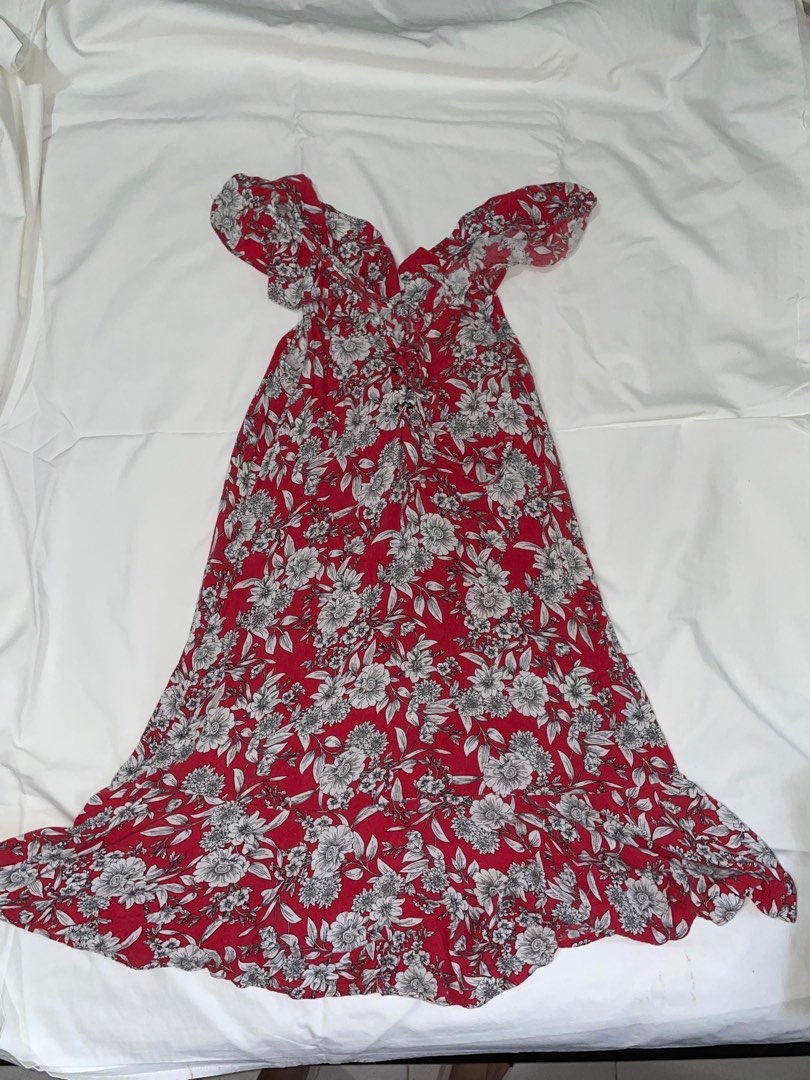 flower red dress, Women's Fashion, Dresses & Sets, Dresses on Carousell
