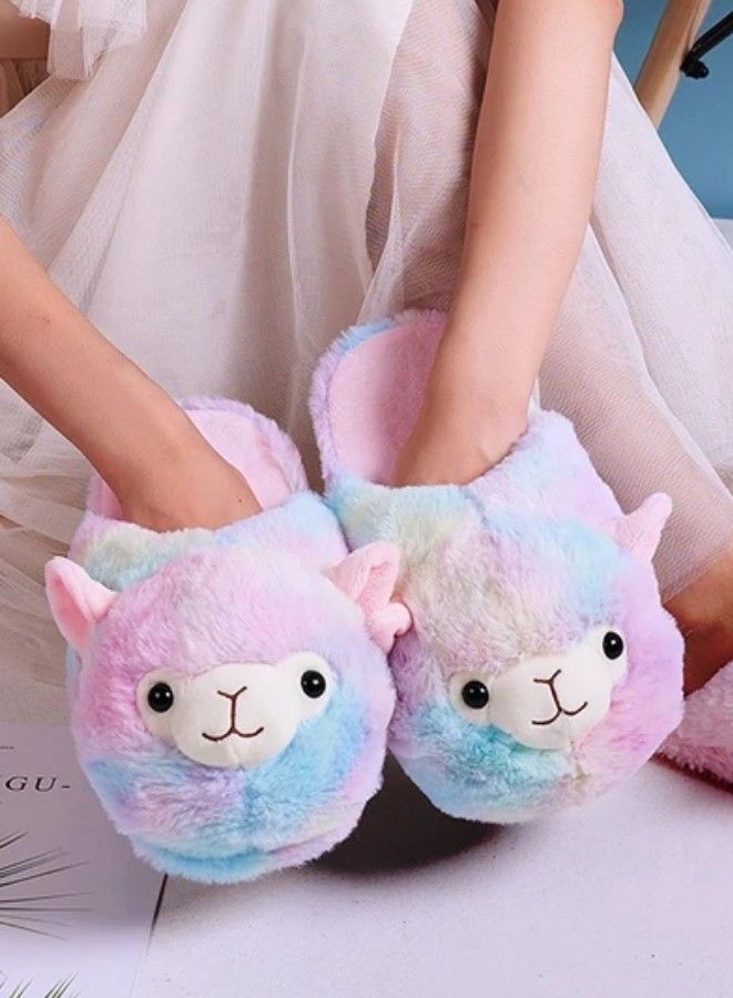 Rainbow fluffy clearance slippers
