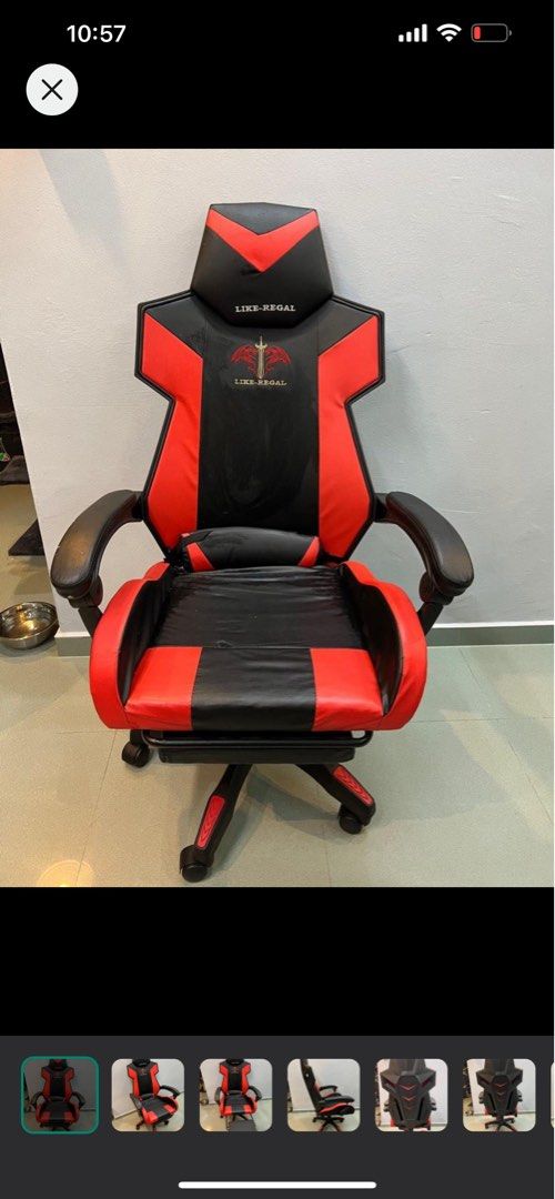 Gaming Chair adjustable red and black office work, Furniture & Home