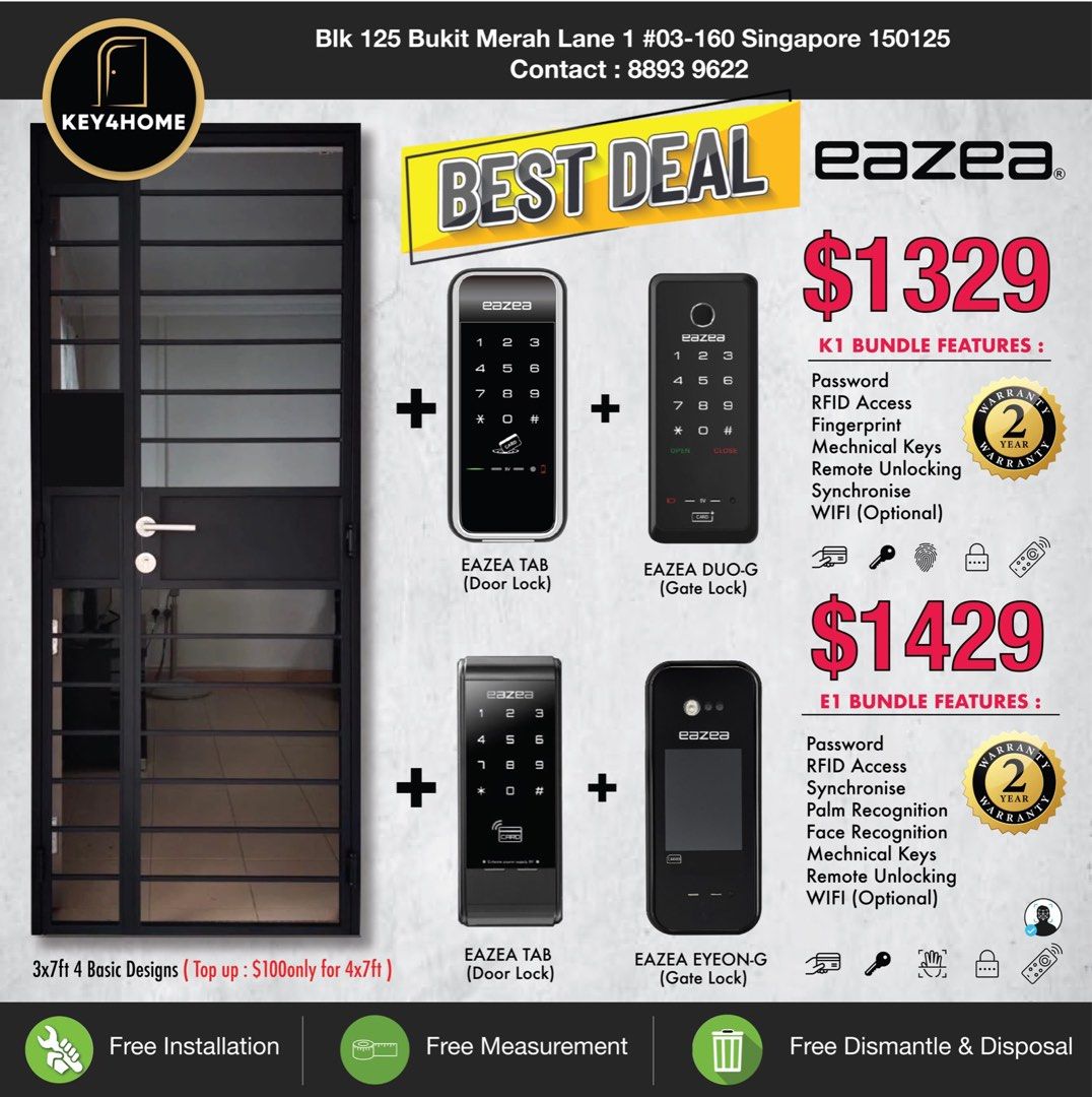 Gate + EAZEA Digital Lock Bundle For Gate & Door, Furniture & Home ...