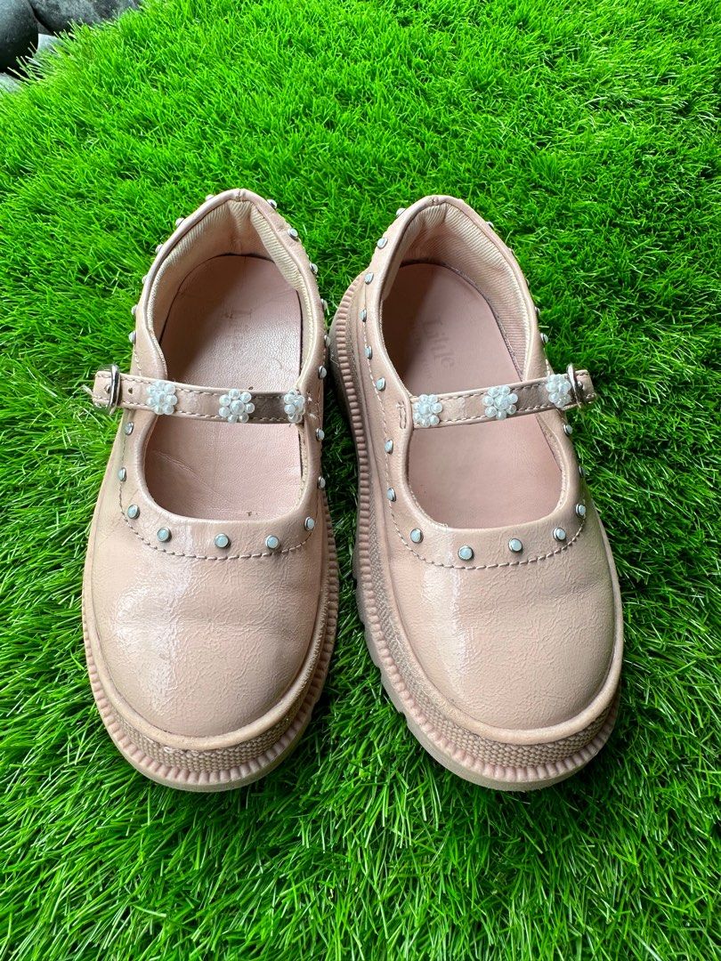 Little Charles Keith Girls Patent Beaded Chunky Mary Janes