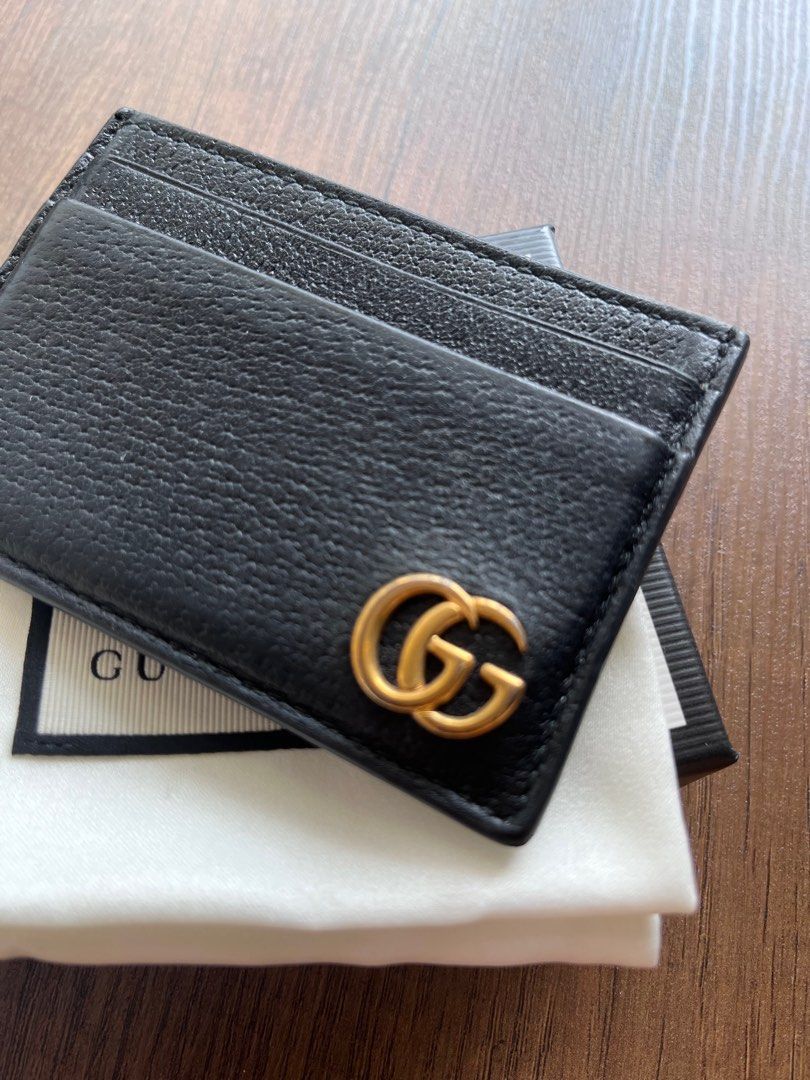 Jumbo GG money clip in black leather