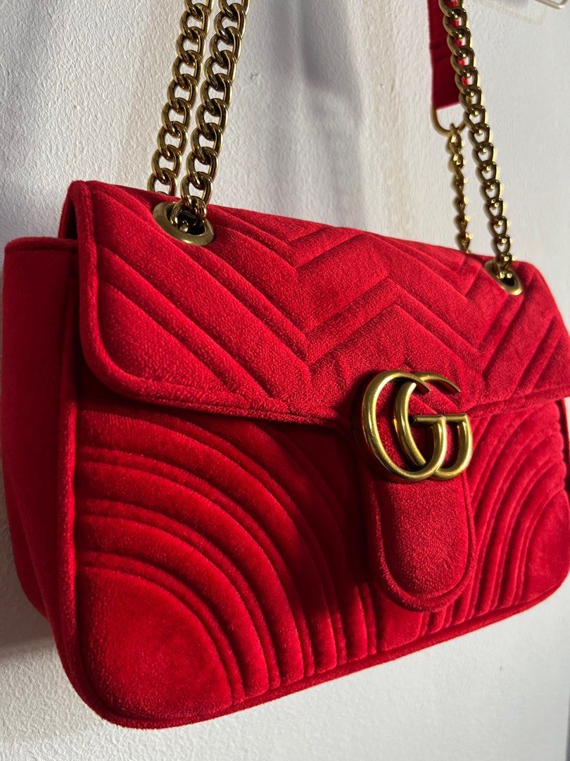 Gucci red velvet bag