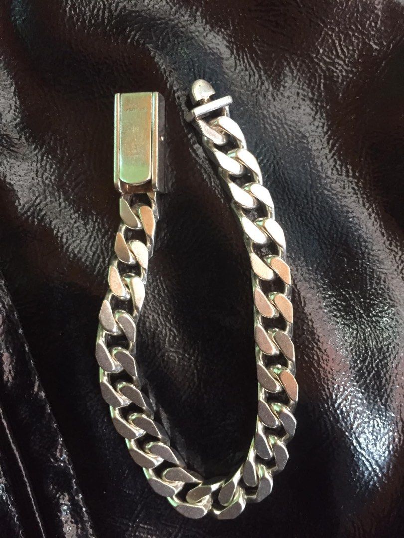 Gucci Silver Tag Bracelet Diagonal Interlocking G