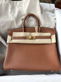 🆕 AUTHENTIC HERMES BIRKIN 25 VERT AMANDE TOGO IN GOLD HARDWARE, Luxury,  Bags & Wallets on Carousell
