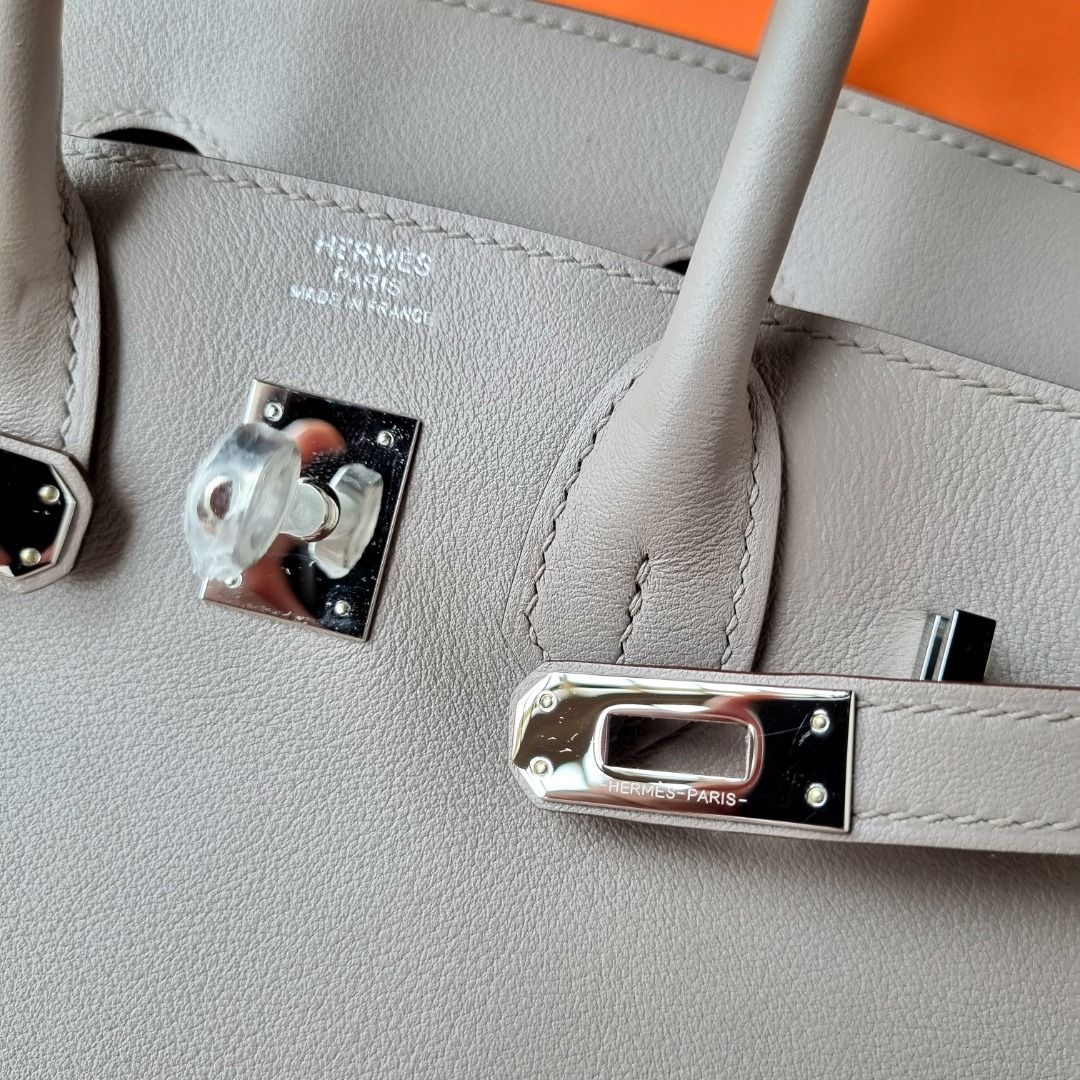 Hermes Birkin 25 swift light grey, Luxury, Bags & Wallets on Carousell