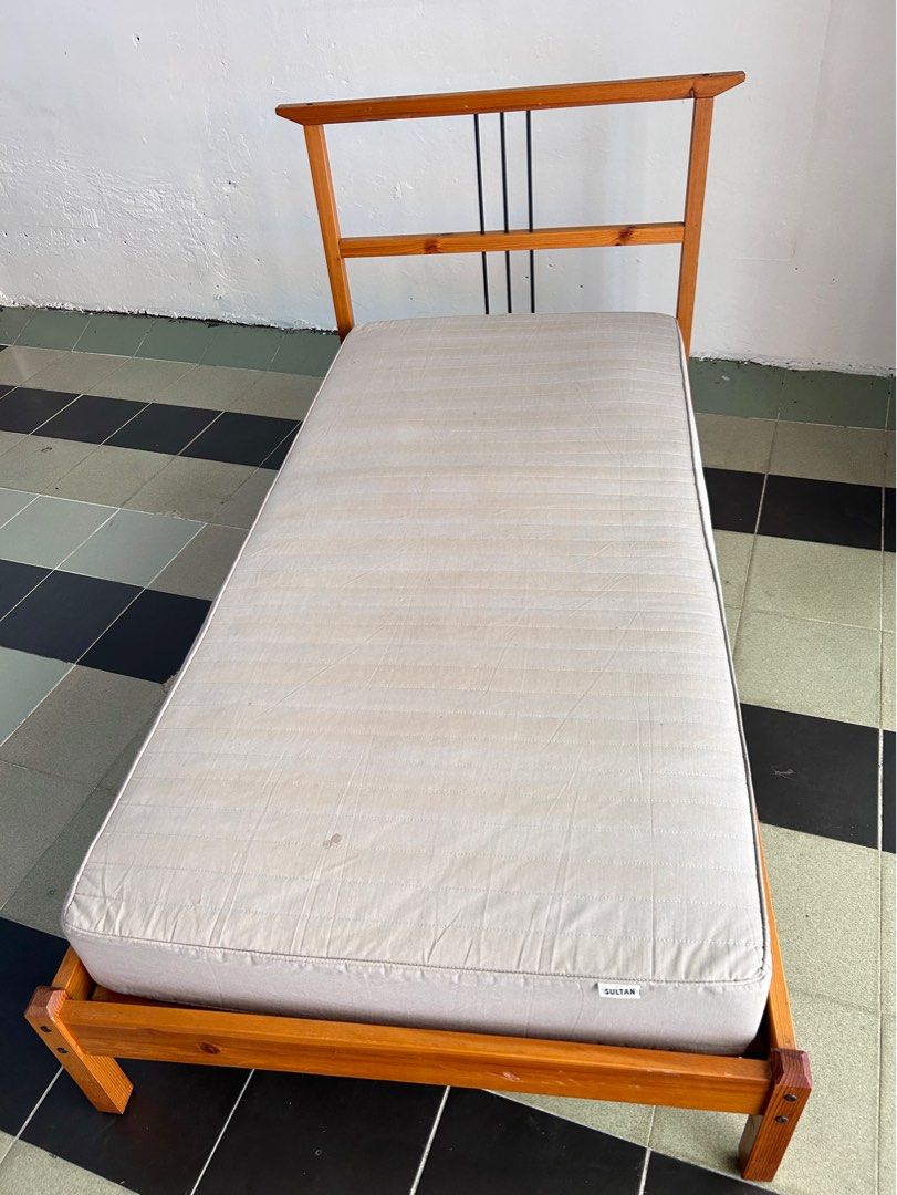 Ikea Dalselv Single Bed Frame With Sultan Mattress Furniture And Home Living Furniture Bed 