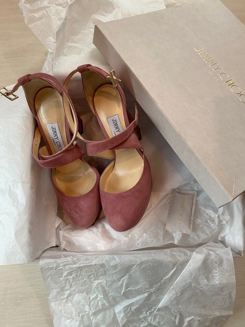Jimmy choo pink suede pumps best sale