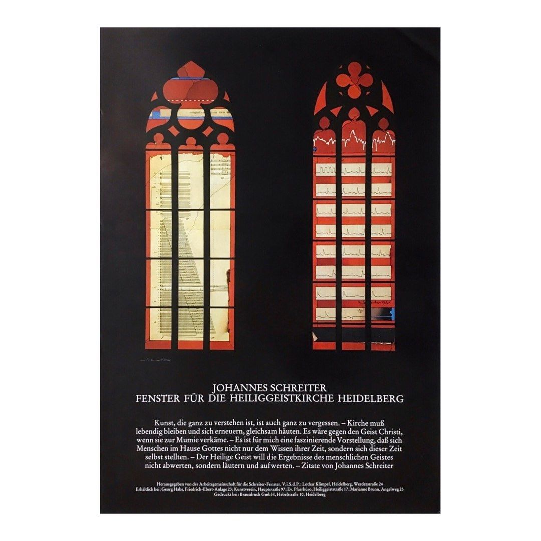 Original art poster documenting stained glass windows by