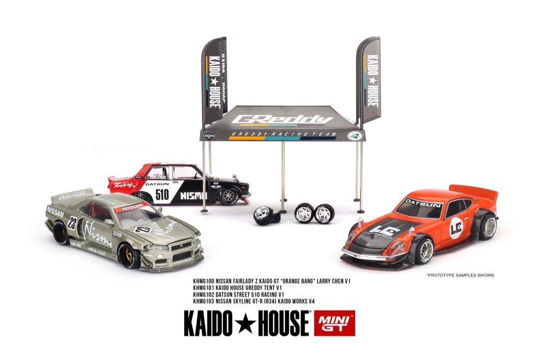 🐻Kaido House x MINI GT 100 Fairlady 101 Greddy tent 帳篷102