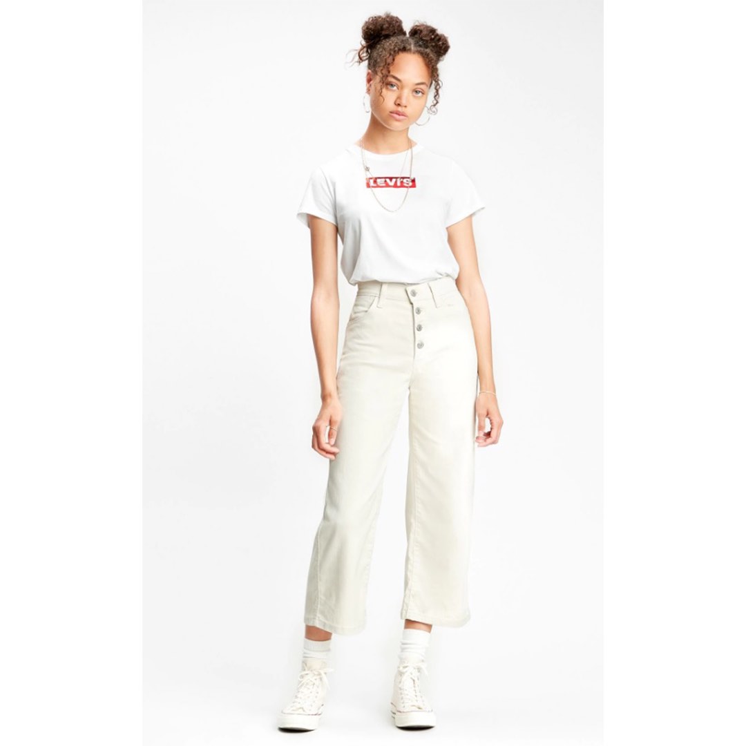 Levi s Mile High Cropped Wide Leg in Neutral Women s Fashion Bottoms Jeans Leggings on Carousell