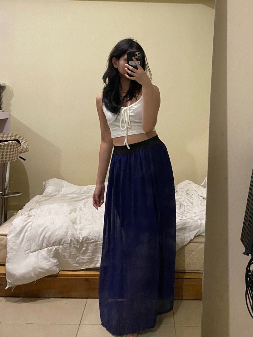 Flowy blue skirt online