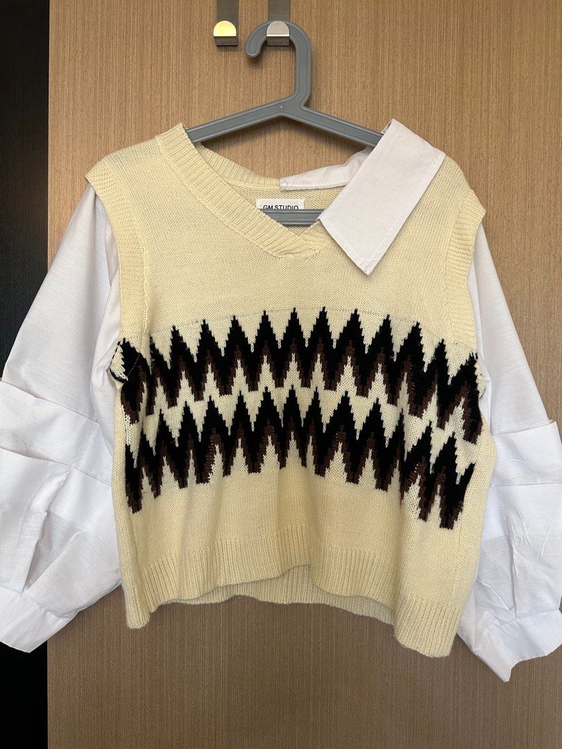 Long Sleeve White Knitted Sweater Women s Fashion Tops
