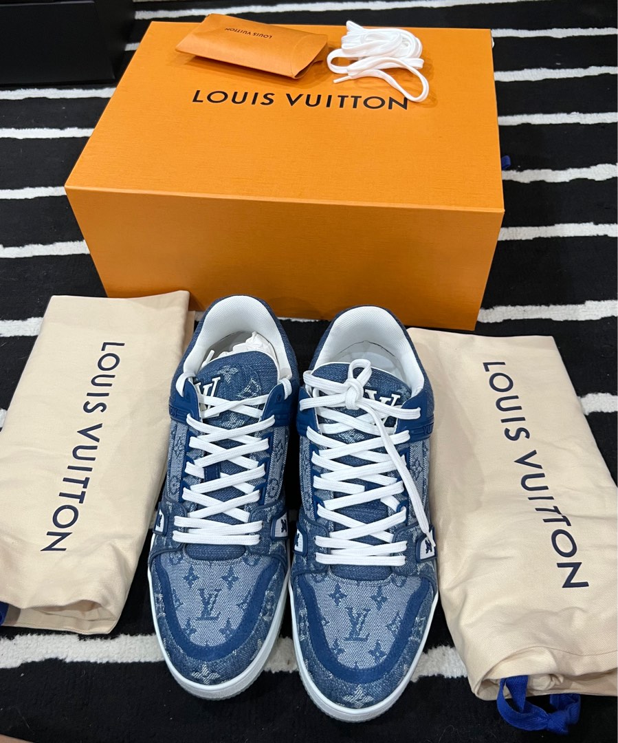 Louis Vuitton Trainner Sneaker “Green Monogram Denim White” (2022) 1A9JHV,  Men's Fashion, Footwear, Sneakers on Carousell