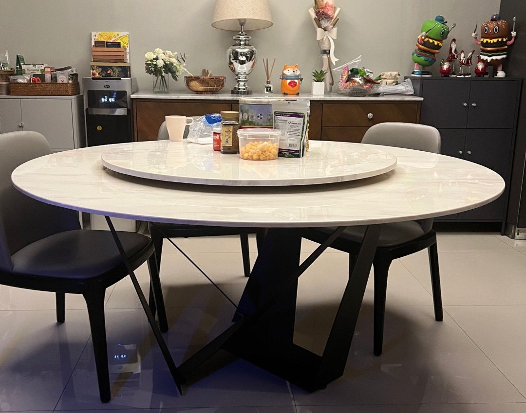 Marble Table with Lazy Susan Round Dining Table, Furniture & Home