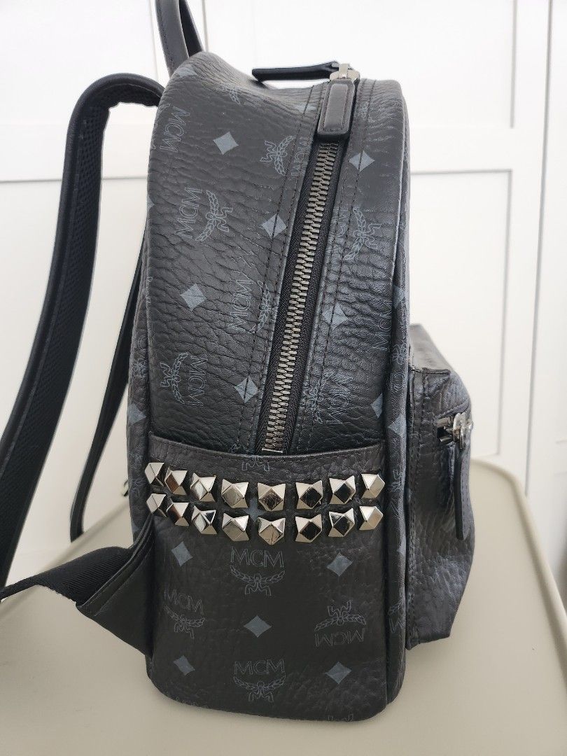 MCM Stark Side Studs Backpack in Black SZ Small (MMK6SVE37BK001)