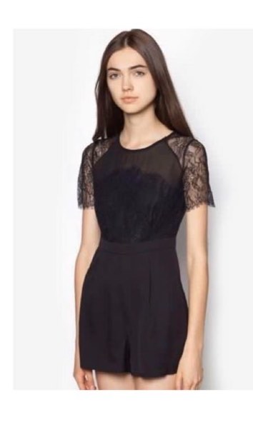 Black lace short jumpsuit new arrivals