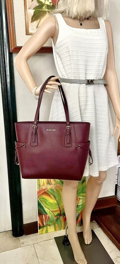 New Michael Kors Voyager Saffiano Leather Tote Bag Merlot