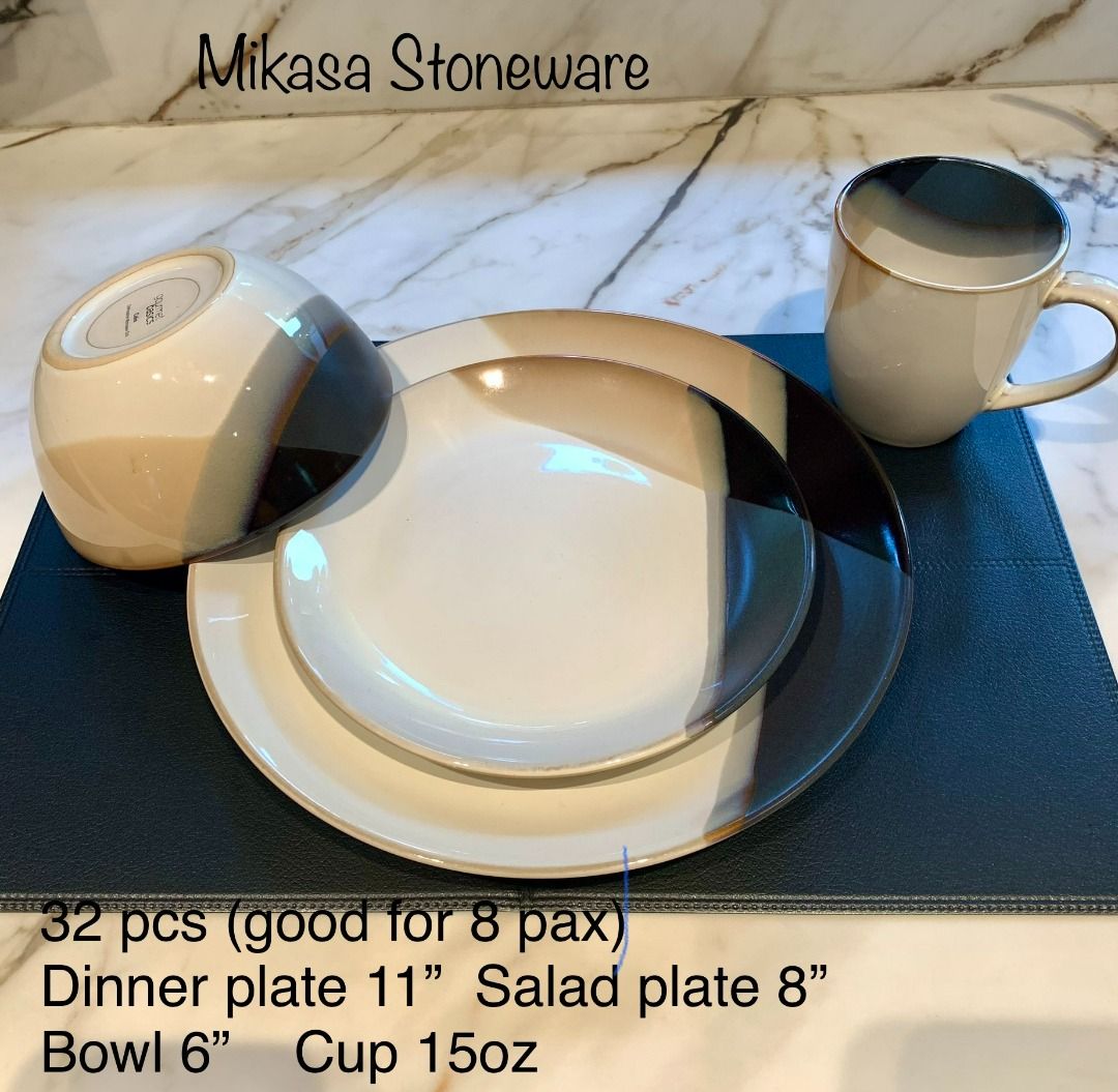 Mikasa Stoneware 32 piece dinnerware set 8pax, Furniture & Home