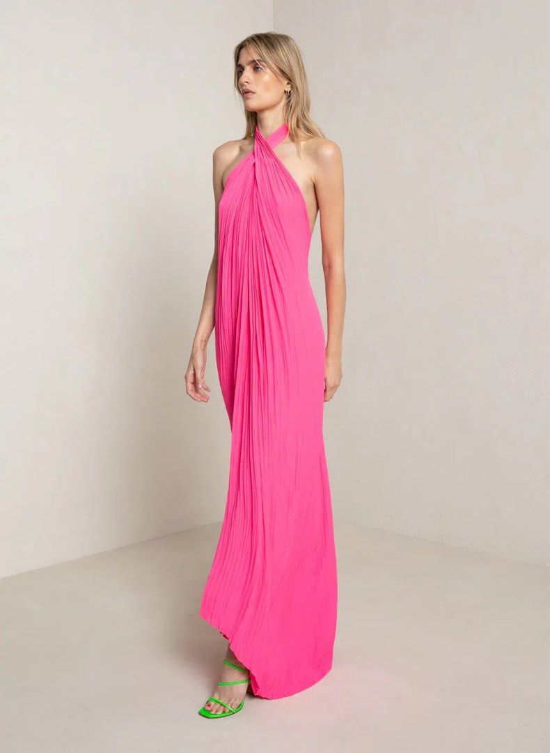 long purple halter dress Lilac Chiffon Halter A-line Backless Long Bridesmaid Dresses, CB0224 main image 0
