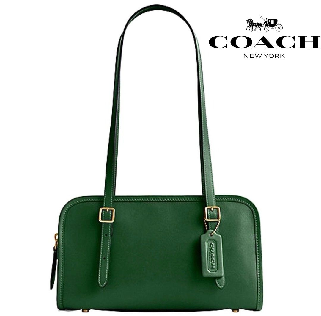 Coach dark green handbag hot sale