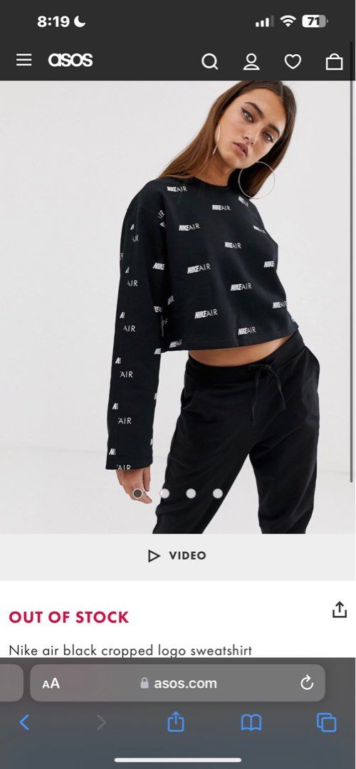 Nike Air Longsleeve Crop Pullover Women s Fashion Tops