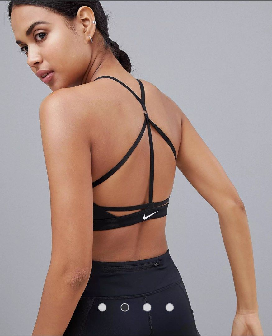 Nike Training Indy light support strappy sports bra in black