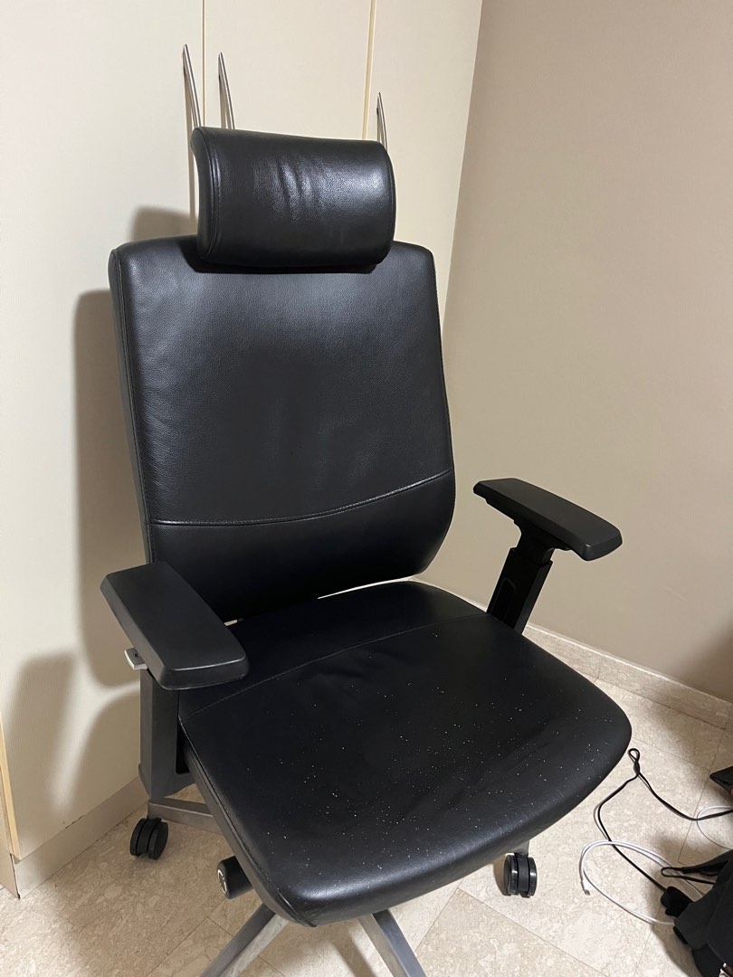 Office Chair REAL LEATHER, Furniture & Home Living, Furniture, Chairs